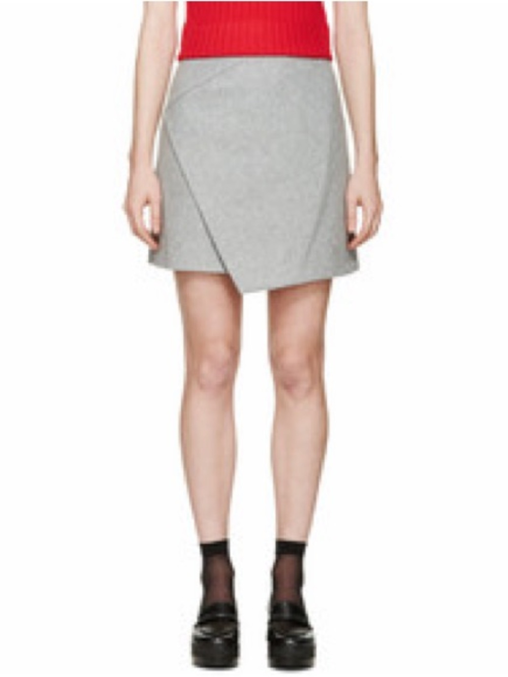 Carven grey wool asymmetrical skirt